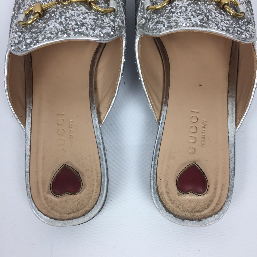 GUCCI Silver Glitter Princetown Mules \\ Sz 36 - Picture 5 of 8